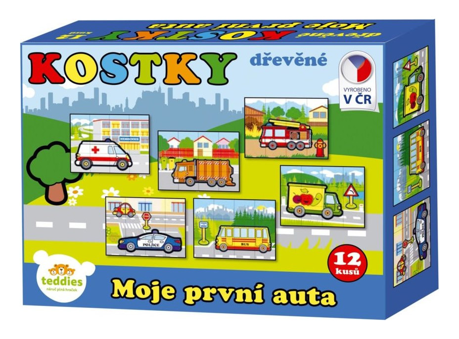 TEDDIES Obrázkové kocky Moje prvé autá, 12 kociek