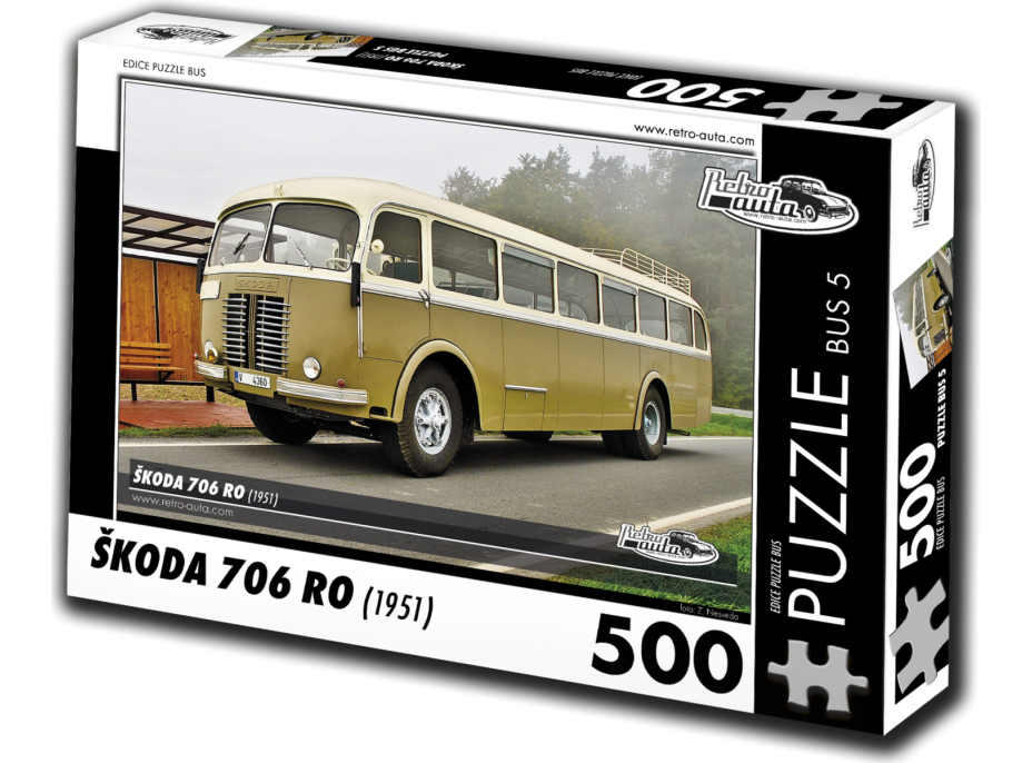 RETRO-AUTA Puzzle BUS č. 5 Škoda 706 RO (1951) 500 dielikov