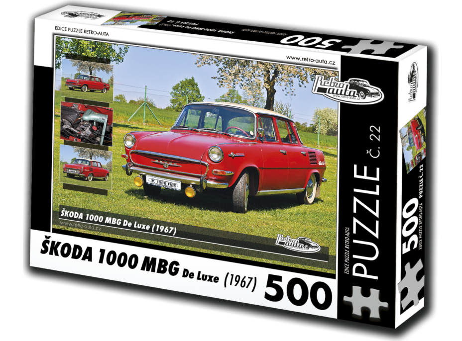 RETRO-AUTA Puzzle č. 22 Škoda 1000 MBG De Luxe (1967) 500 dielikov