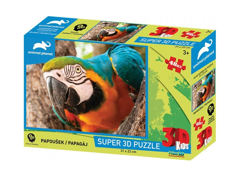 PRIME 3D Puzzle Papagáj 3D 48 dielikov