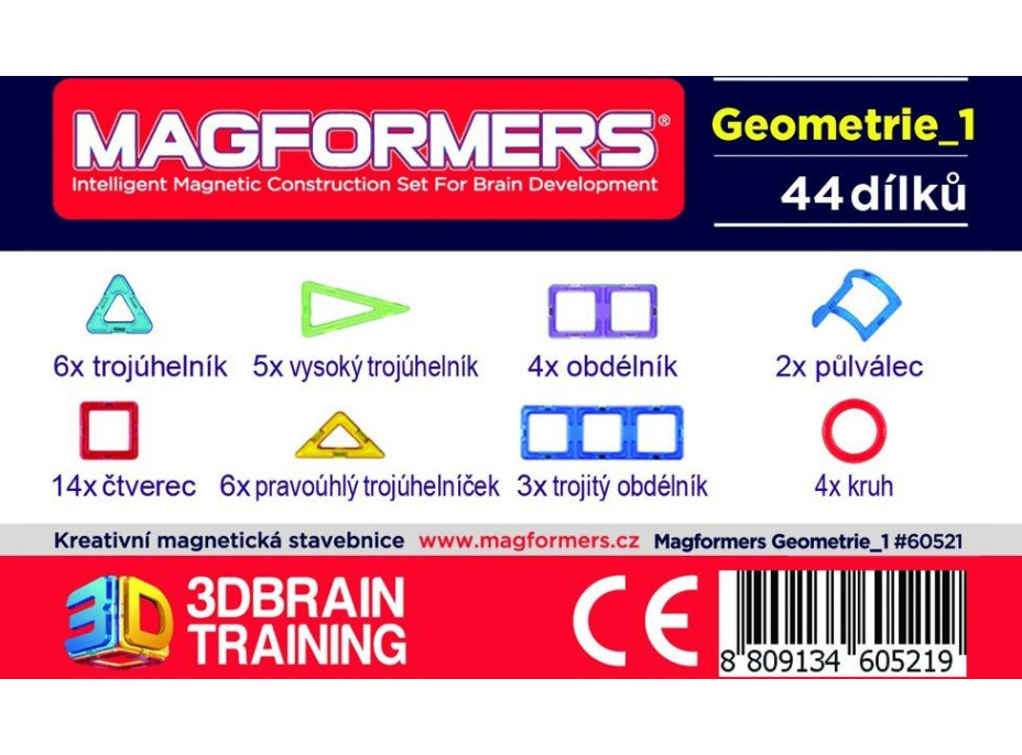 MAGFORMERS Geometria 1: Obrázky a stavby - box 44 dielikov