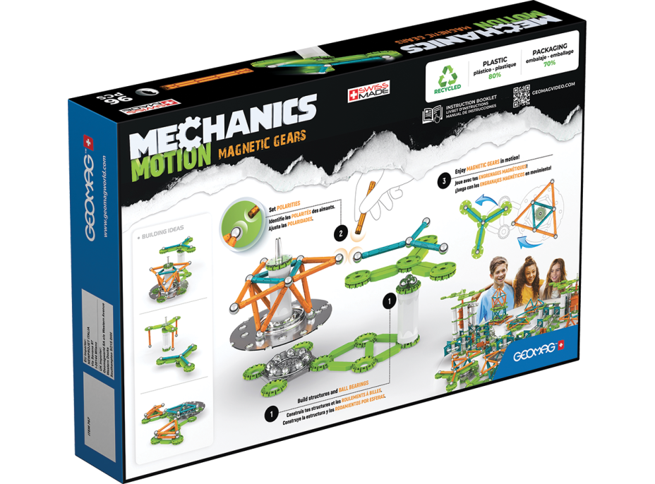 GEOMAG Mechanics Motion Magnetic Gears 96 dielikov