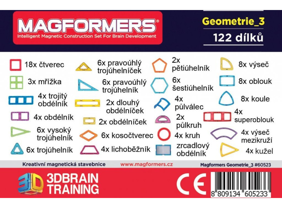 MAGFORMERS Geometria 3: 2D a 3D - box 122 dielikov