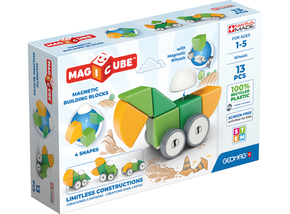 GEOMAG Magnetické kocky Magicube Shapes - Vozítka 13 kociek