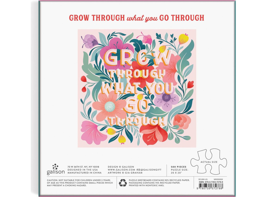 GALISON Štvorcové puzzle Grow through what you go through 500 dielikov