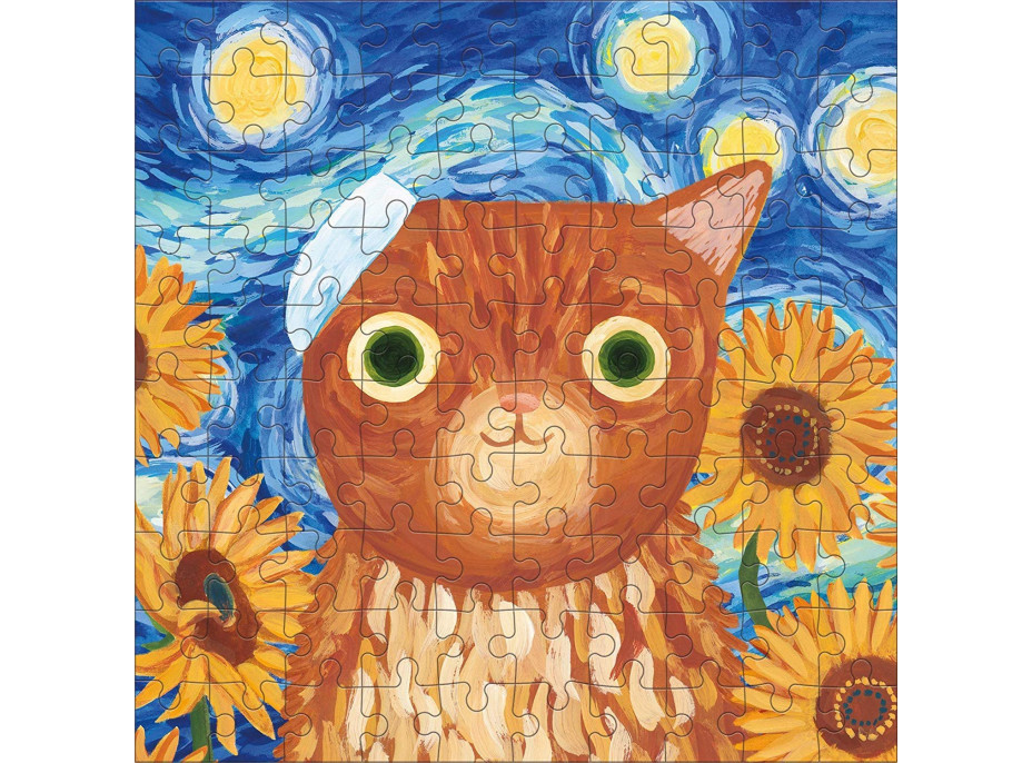MUDPUPPY Puzzle v plechovke Artsy Cats: Vincat Van Gogh 100 dielikov