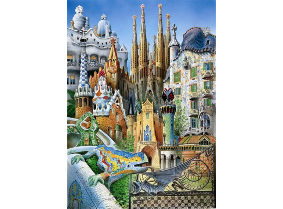 EDUCA Miniatúrne puzzle Koláž z diela A.Gaudí 1000 dielikov