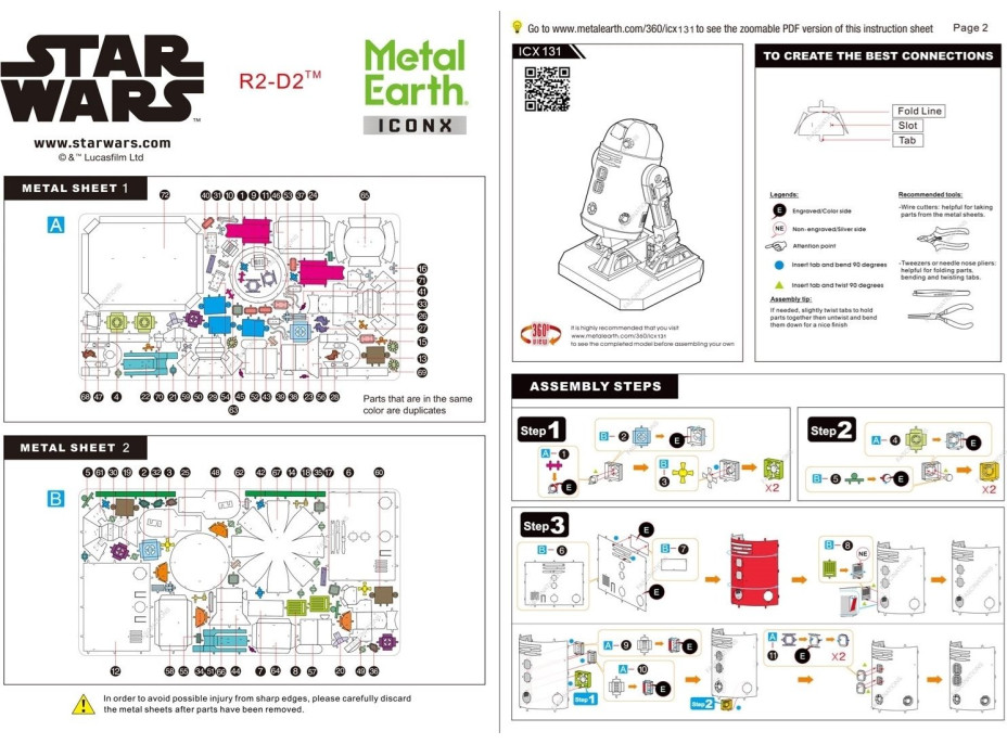 METAL EARTH 3D puzzle Star Wars: R2-D2 (ICONX)