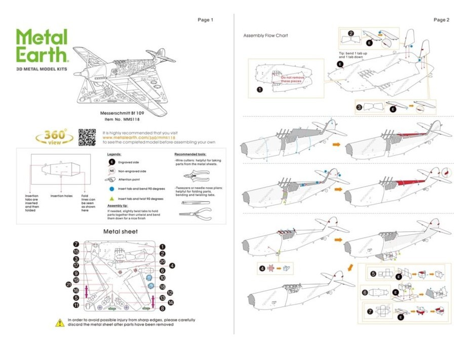 METAL EARTH 3D puzzle Lietadlo Messerschmitt BF-109