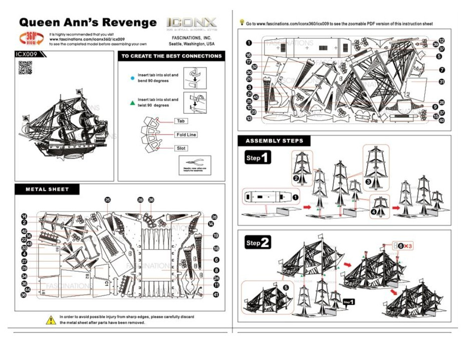 METAL EARTH 3D puzzle Plachetnica Queen Anne&#39;s Revenge (ICONX)