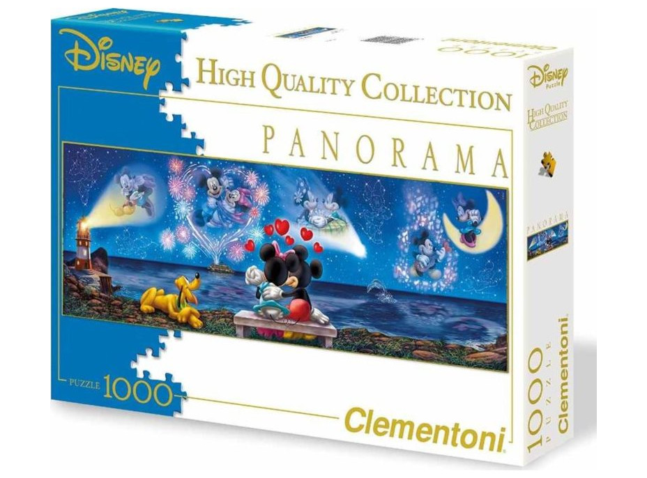 CLEMENTONI Panoramatické puzzle Mickey a Minnie 1000 dielikov