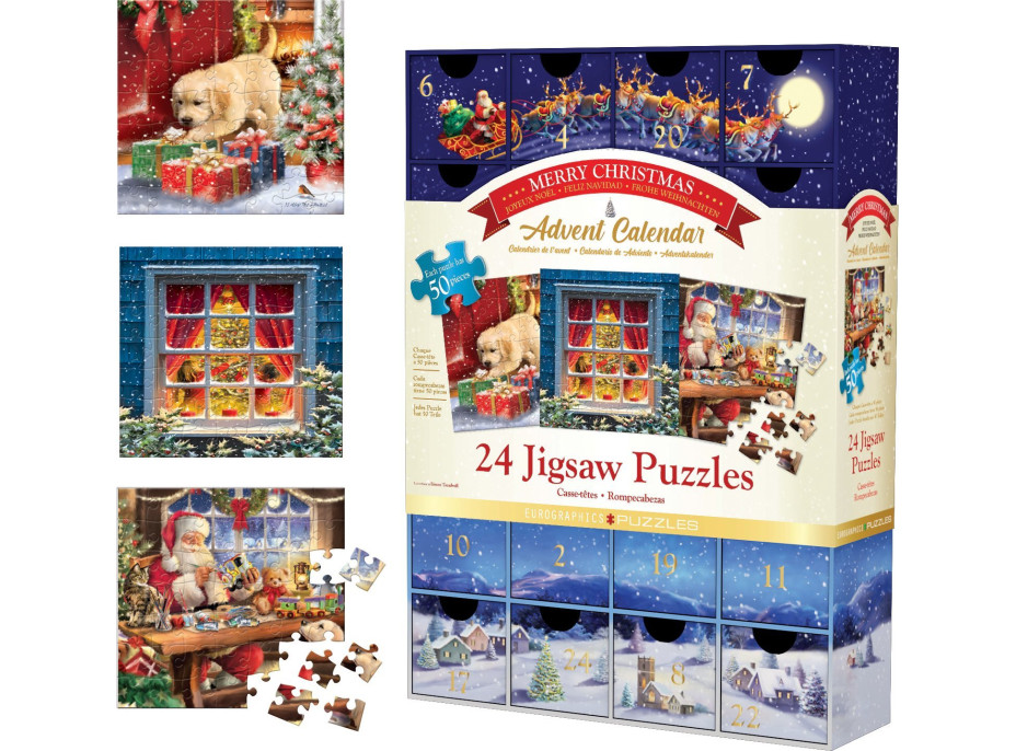 EUROGRAPHICS Puzzle Adventný kalendár: Veselé Vianoce 24x50 dielikov