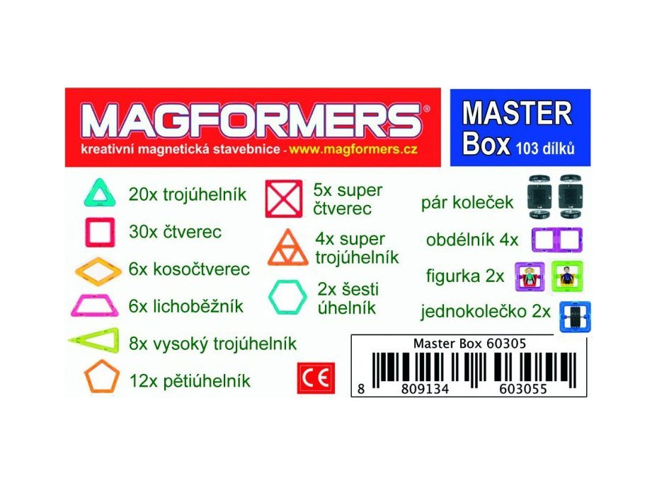 MAGFORMERS Master Box 103 dielikov