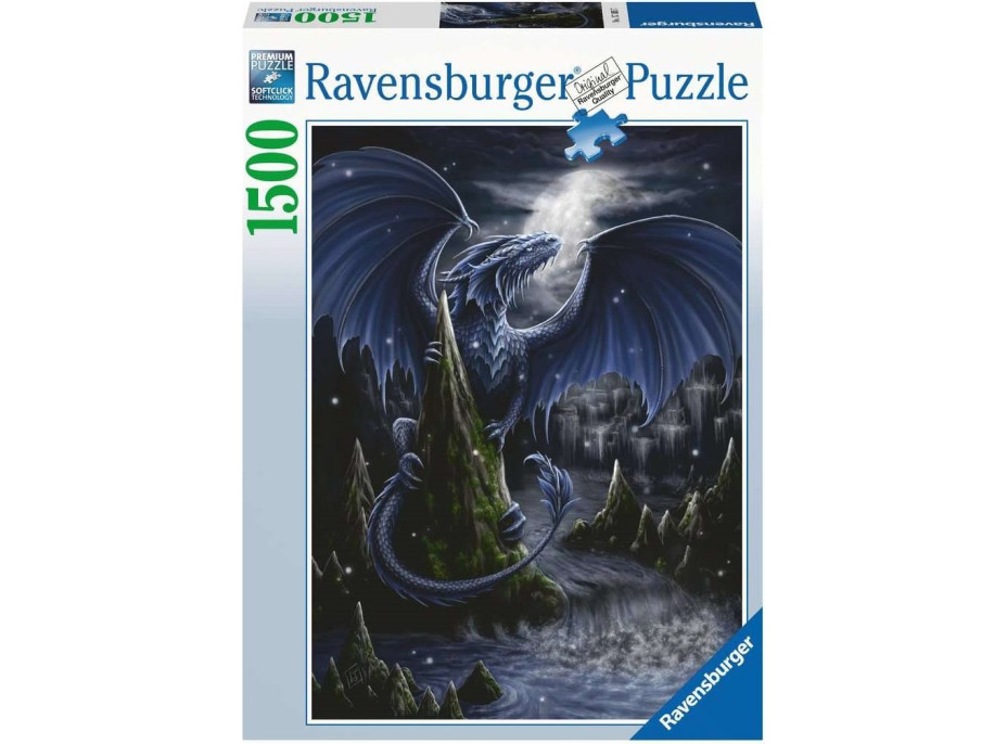 RAVENSBURGER Puzzle Čiernomodrý drak 1500 dielikov