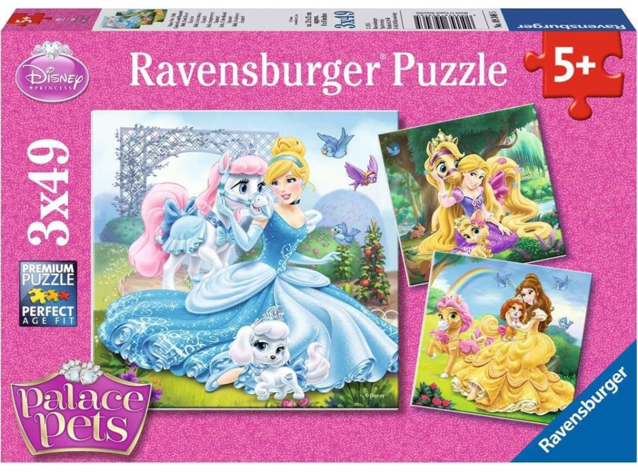 RAVENSBURGER Puzzle Disney princeznej a ich maznáčikovia 3x49 dielikov