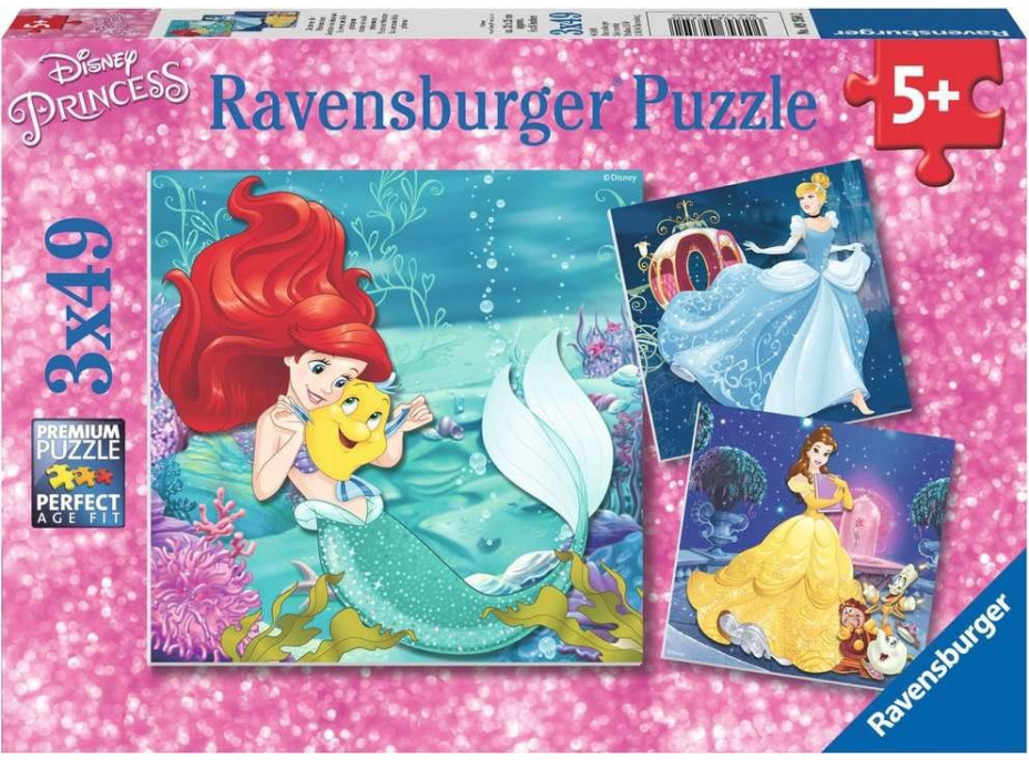 RAVENSBURGER Puzzle Disney princeznej: Dobrodružstvo 3x49 dielikov