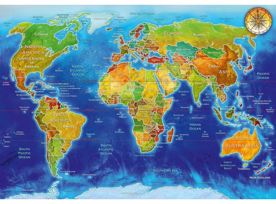 BLUEBIRD Puzzle Geopolitická mapa sveta 1000 dielikov