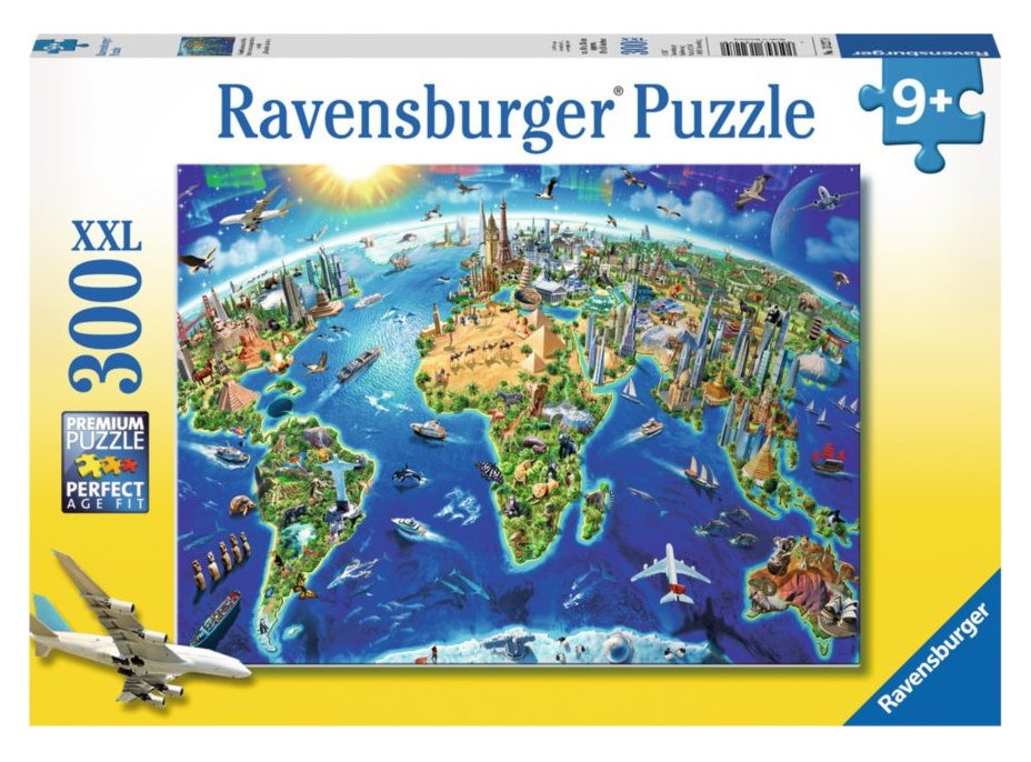 RAVENSBURGER Puzzle Mapa svetových pamiatok XXL 300 dielikov