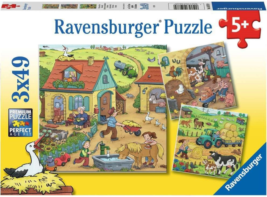 RAVENSBURGER Puzzle Na farme 3x49 dielikov