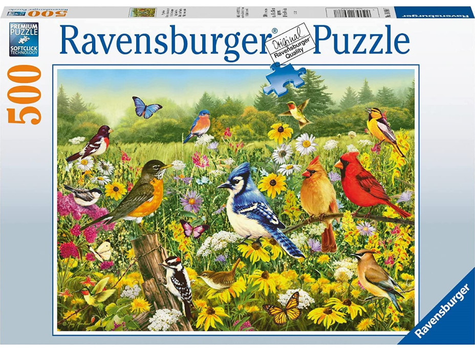 RAVENSBURGER Puzzle Vtáky na lúke 500 dielikov