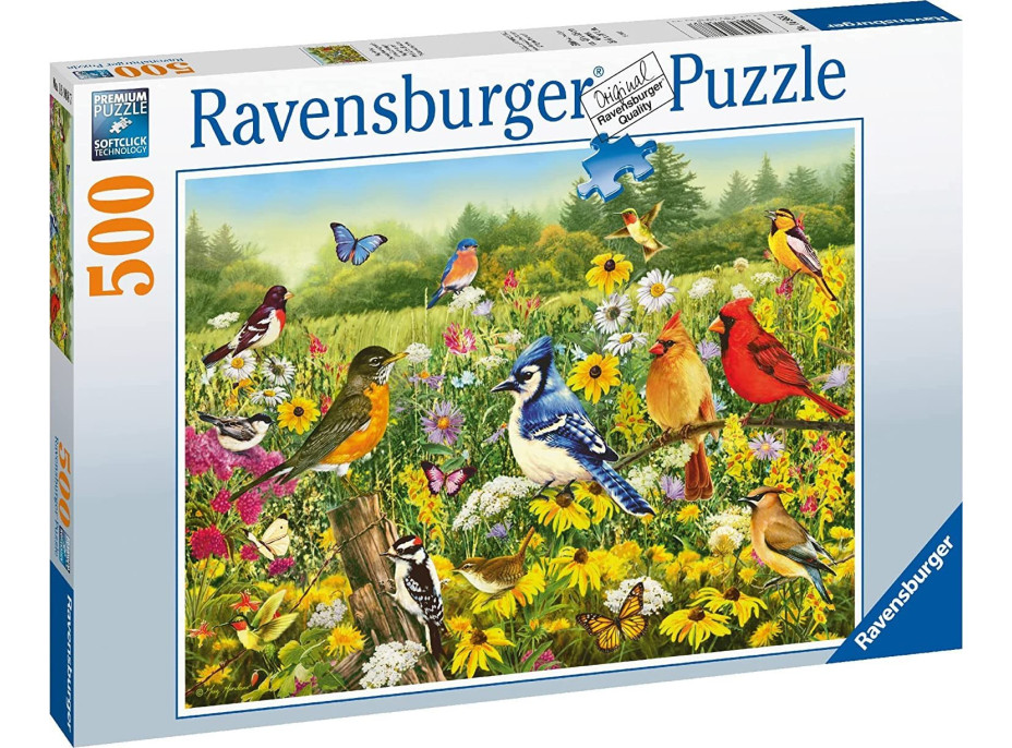 RAVENSBURGER Puzzle Vtáky na lúke 500 dielikov