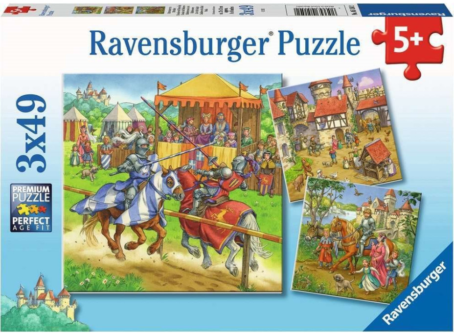 RAVENSBURGER Puzzle Rytiersky turnaj 3x49 dielikov