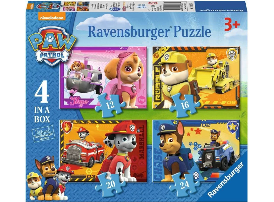 RAVENSBURGER Puzzle Tlapková patrola: Hrdinovia 4v1 (12,16,20,24 dielikov)