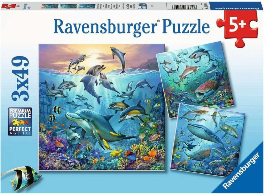 RAVENSBURGER Puzzle Zvieratá z oceánu 3x49 dielikov