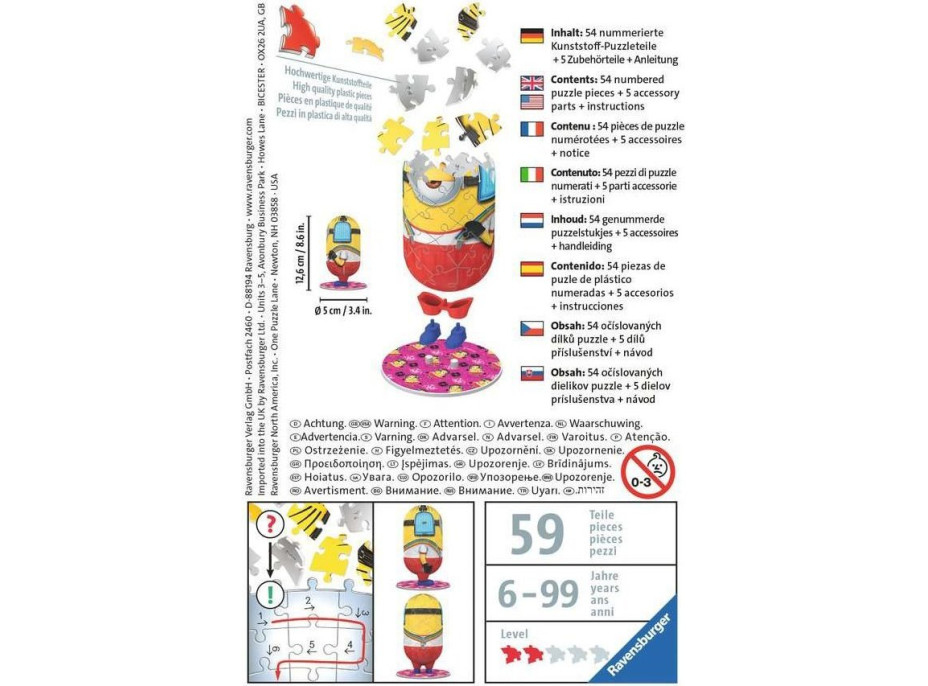 RAVENSBURGER 3D puzzle Postavička Mimoni 2: Roller Skater 54 dielikov