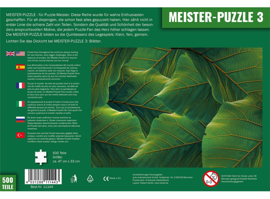 PULS ENTERTAINMENT Meister-Puzzle 3: Listy 500 dielikov