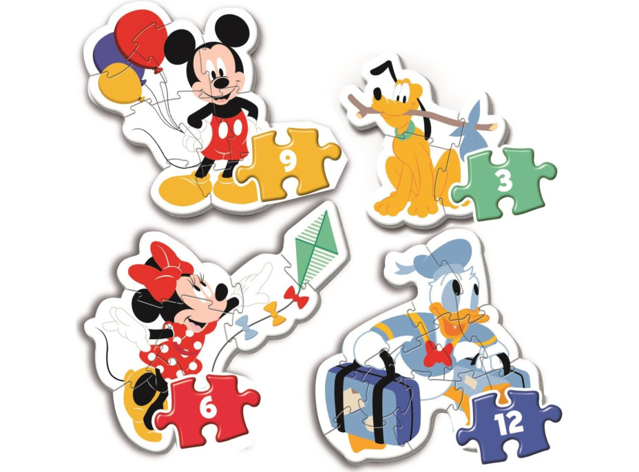 CLEMENTONI Moje prvé puzzle Myšiak Mickey 4v1 (3,6,9,12 dielikov)