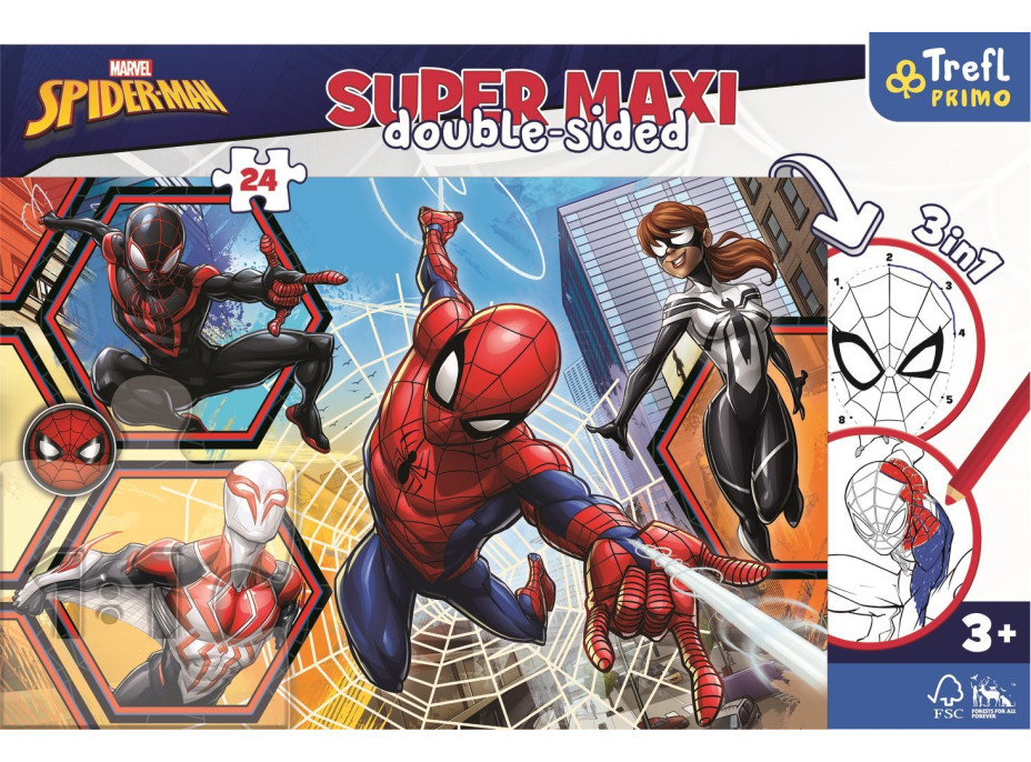 TREFL Obojstranné puzzle Spiderman ide do akcie SUPER MAXI 24 dielikov