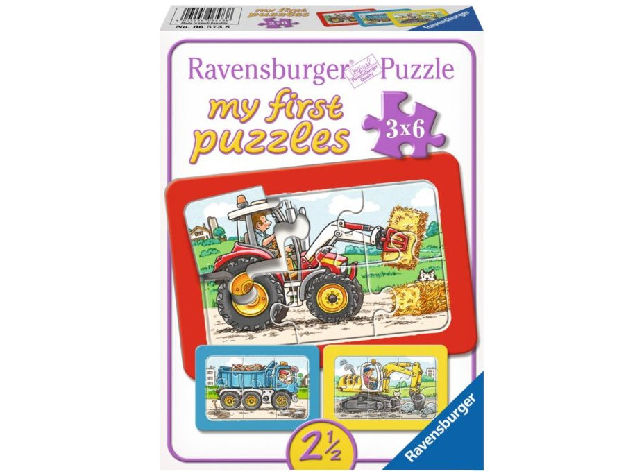 RAVENSBURGER Moje prvé puzzle Stavebné stroje 3x6 dielikov