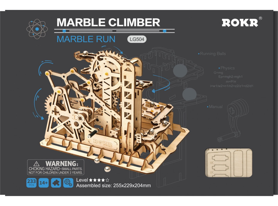 ROBOTIME Roker 3D drevené puzzle Guličková dráha: Climber 233 dielikov