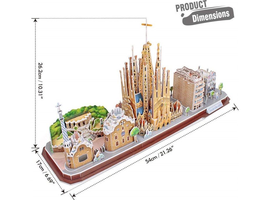 CUBICFUN 3D puzzle CityLine panorama: Barcelona 186 dielikov