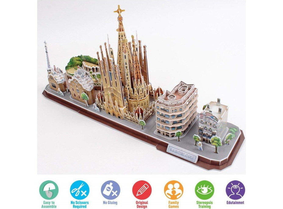 CUBICFUN 3D puzzle CityLine panorama: Barcelona 186 dielikov