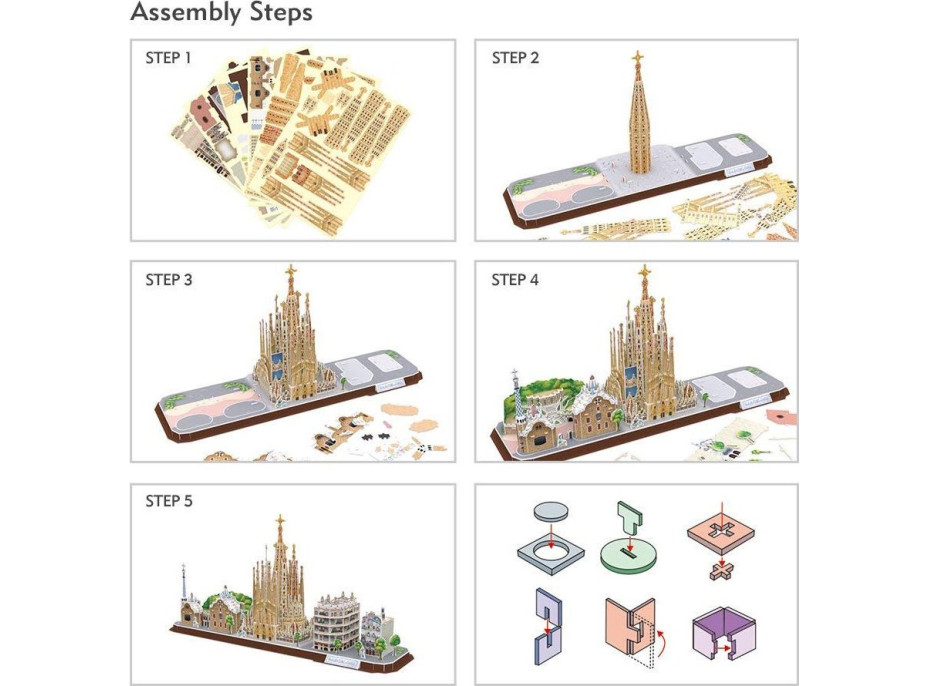 CUBICFUN 3D puzzle CityLine panorama: Barcelona 186 dielikov