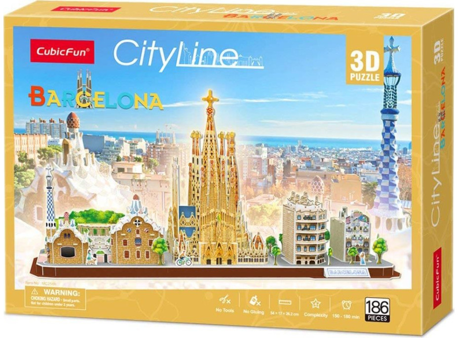 CUBICFUN 3D puzzle CityLine panorama: Barcelona 186 dielikov