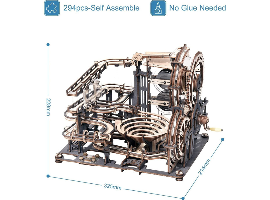 ROBOTIME Roker 3D drevené puzzle Guličková dráha: Nočné mesto 294 dielikov