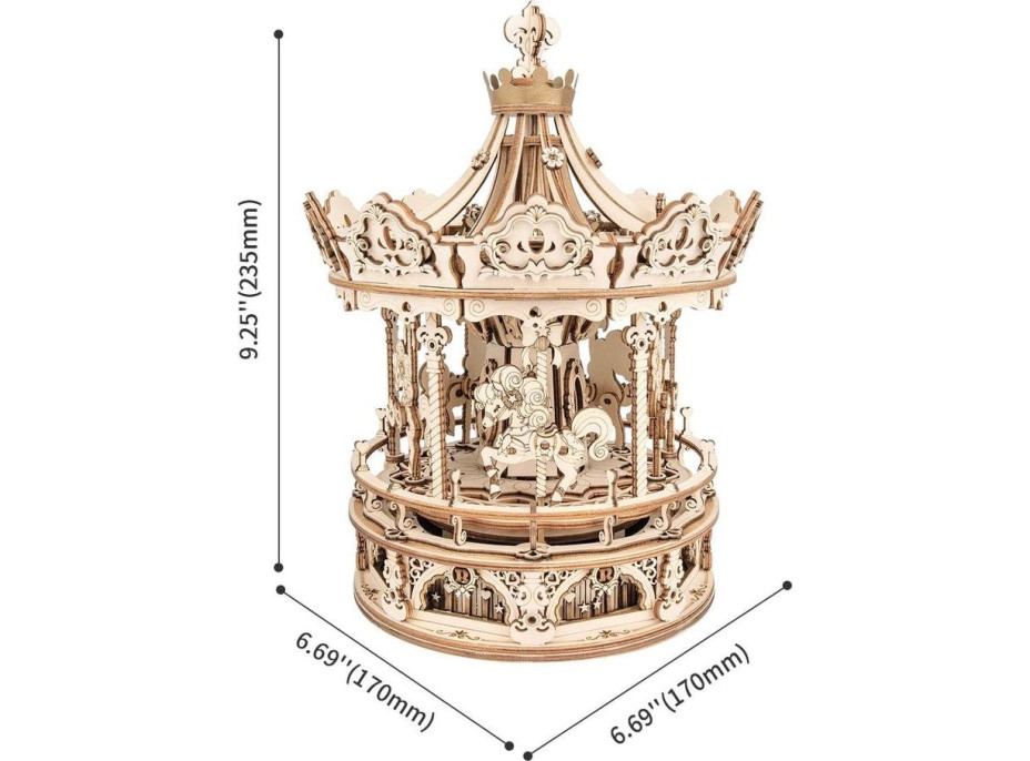 ROBOTIME Roker 3D drevené puzzle Romantický kolotoč 336 dielikov