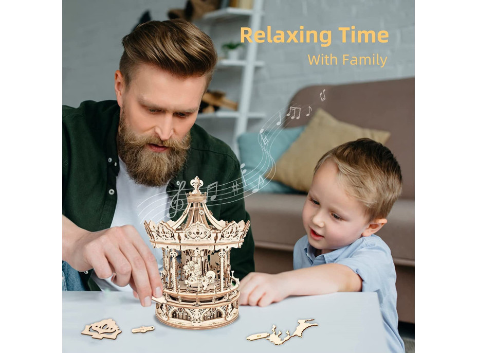 ROBOTIME Roker 3D drevené puzzle Romantický kolotoč 336 dielikov