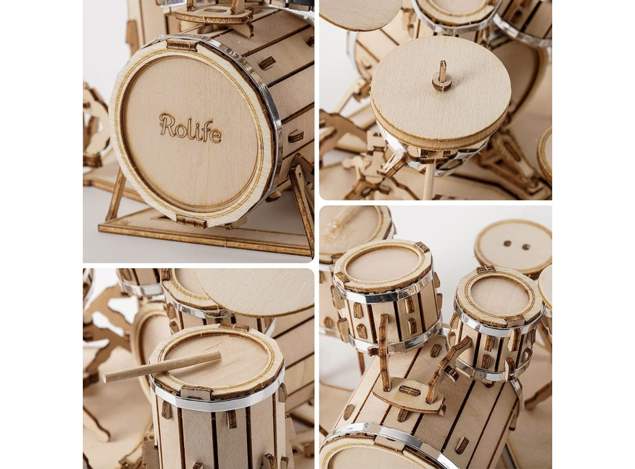 ROBOTIME Rolife 3D drevené puzzle Súprava bicích nástrojov 246 dielikov