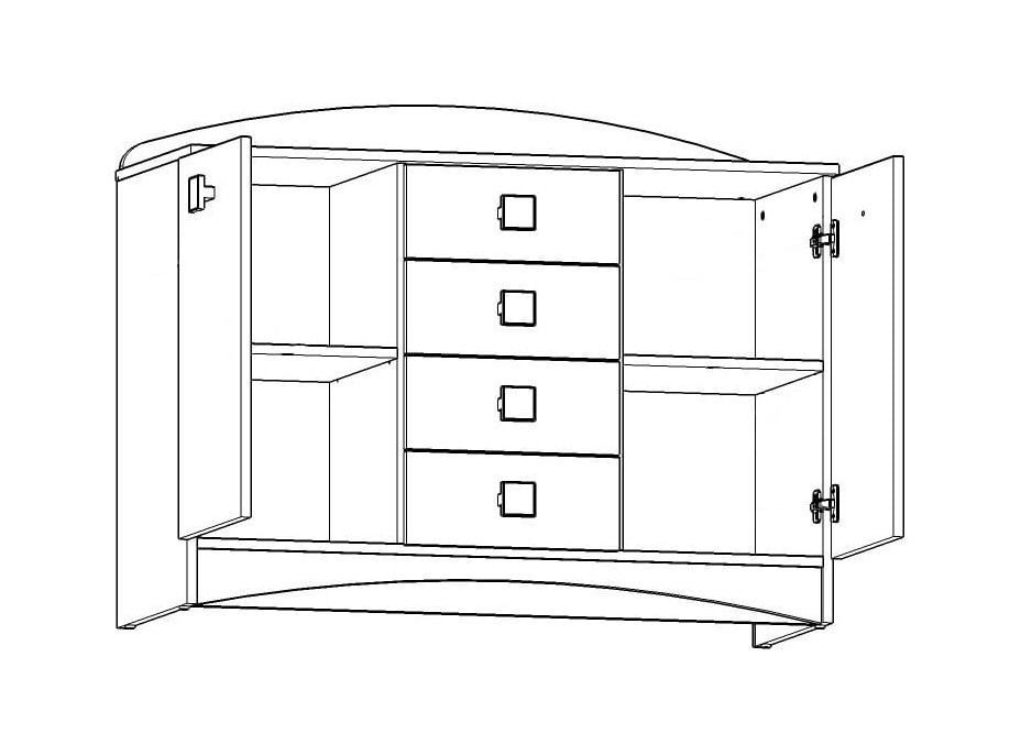 Komoda SCHOOL - TYP B - dub landino/biela