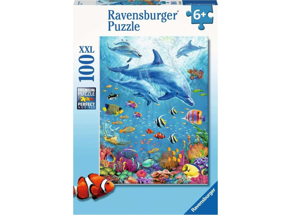 RAVENSBURGER Puzzle Medzi delfínmi XXL 100 dielikov