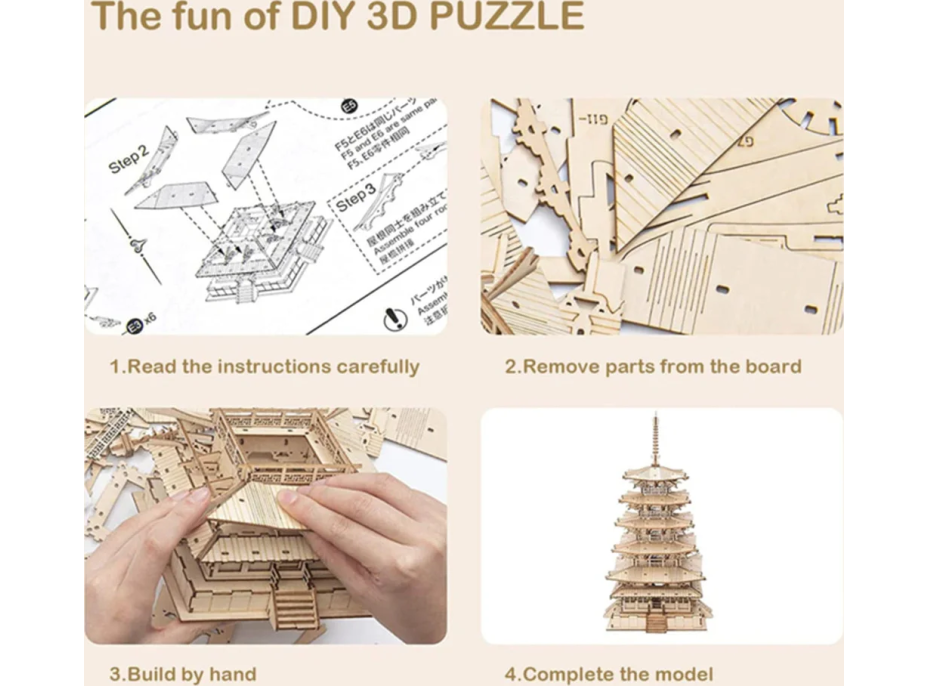 ROBOTIME Rolife 3D drevené puzzle Päťposchodová pagoda 275 dielikov