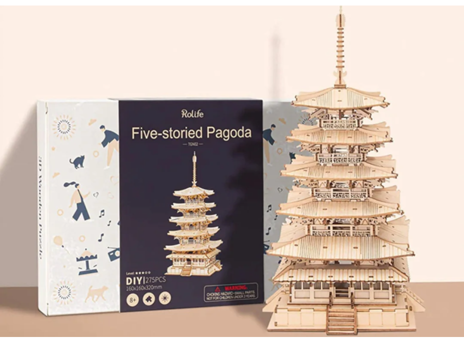 ROBOTIME Rolife 3D drevené puzzle Päťposchodová pagoda 275 dielikov