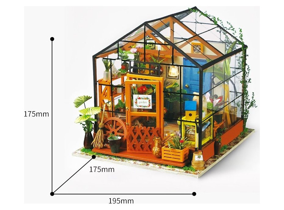 ROBOTIME Rolife DYI House: Katkin kvetinový skleník s LED osvetlením