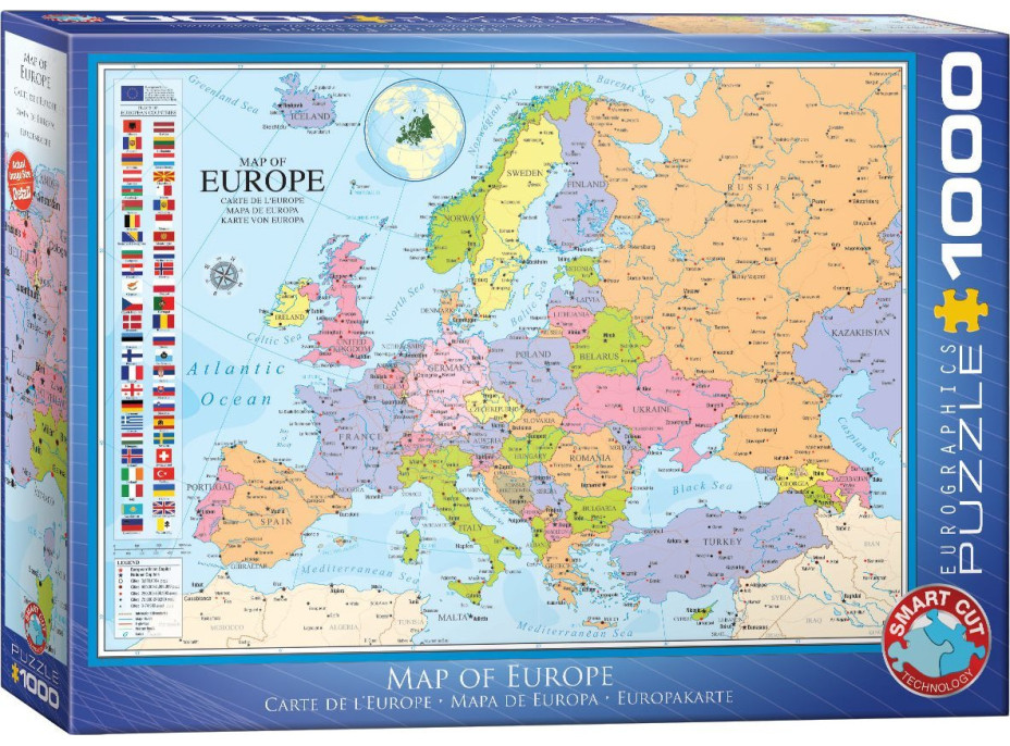 EUROGRAPHICS Puzzle Mapa Európy 1000 dielikov