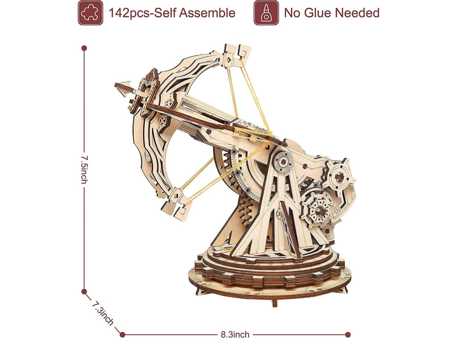 ROBOTIME Roker 3D drevené puzzle Ťažký obliehací samostrieľ - balista 142 dielikov