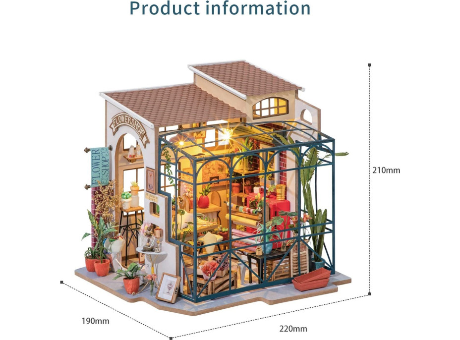 ROBOTIME Rolife DYI House: Emilkine kvetinárstvo s LED osvetlením
